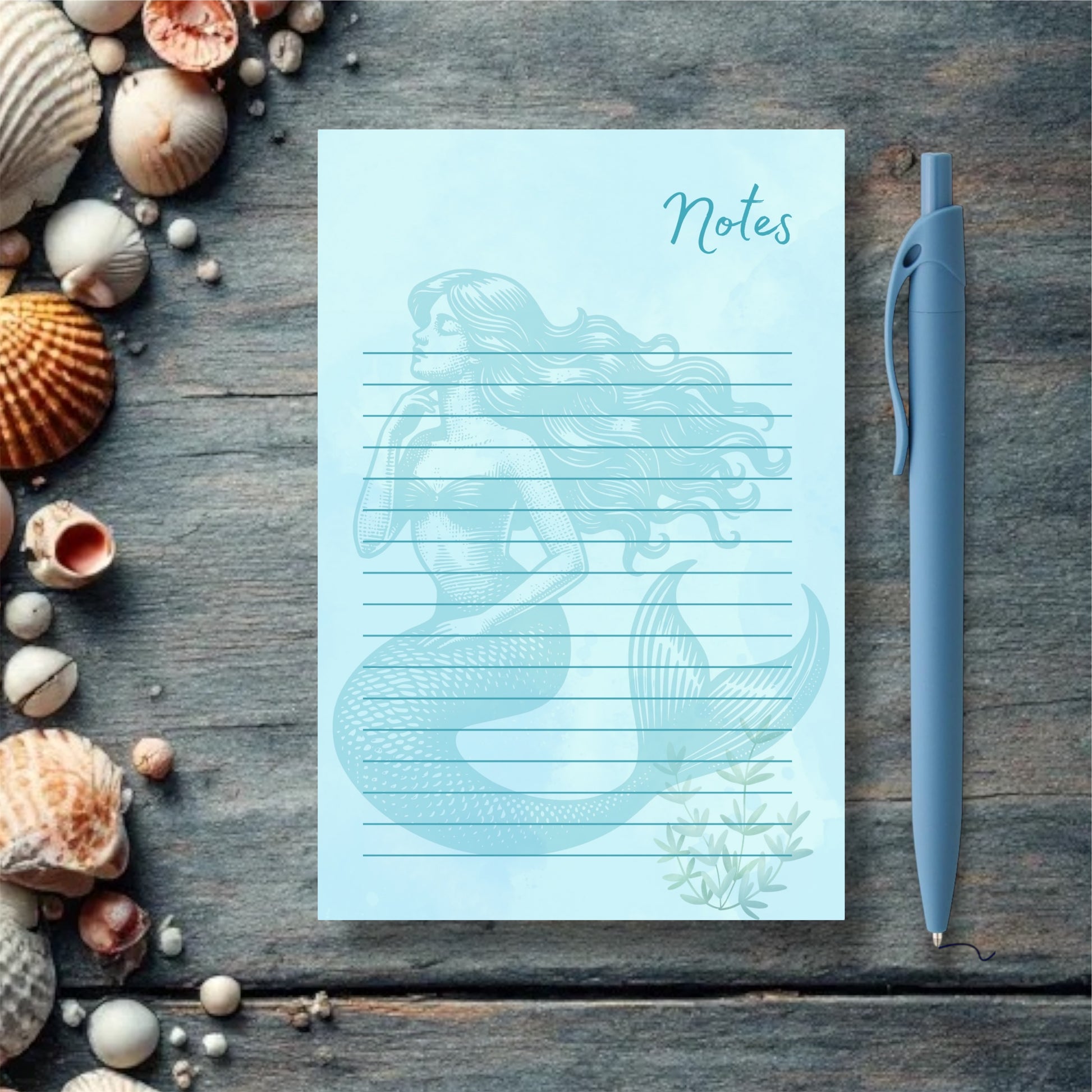 Mermaid Notepad And Pen Set | 4”x6” Notepad
