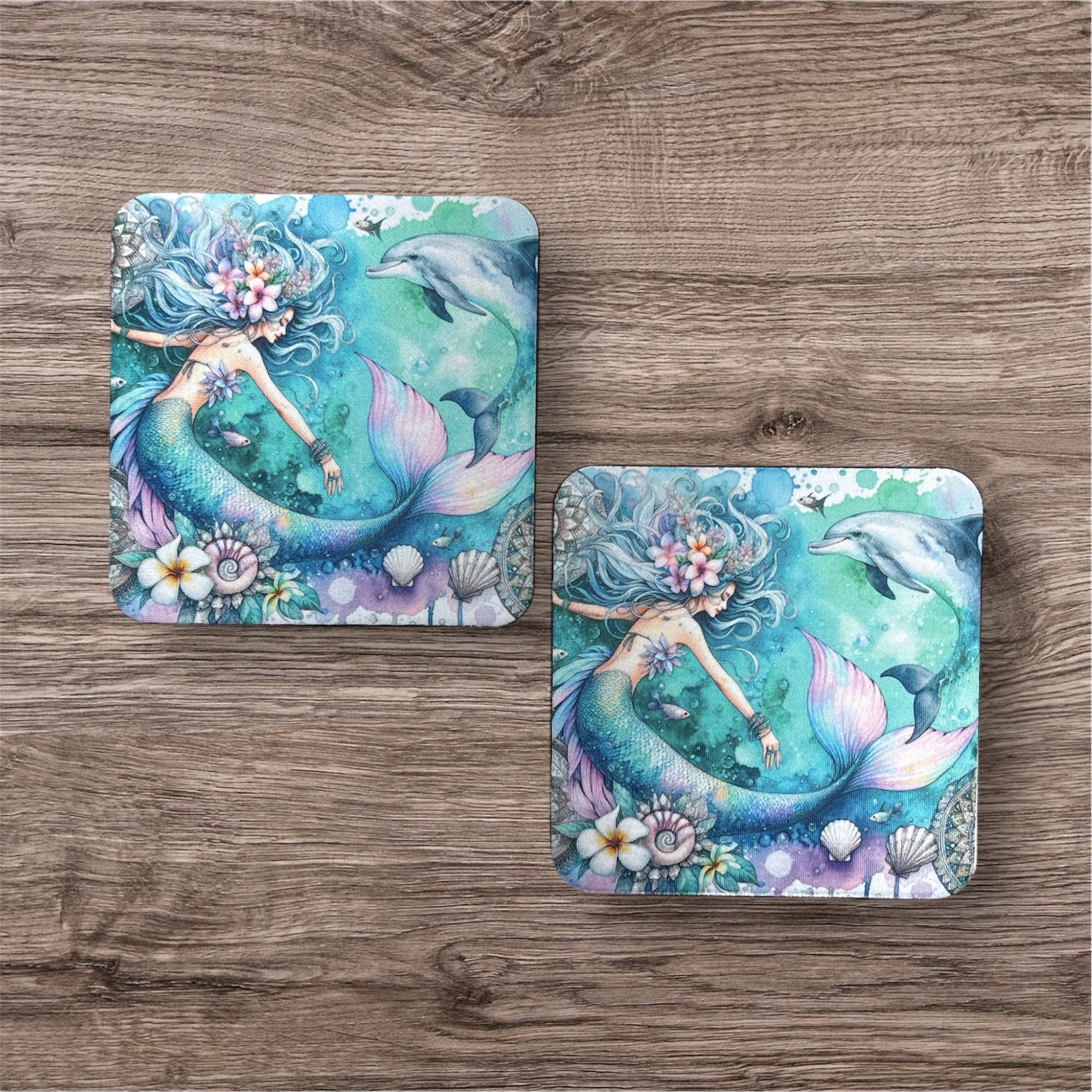 Mermaid And Dolphin | Coaster Set