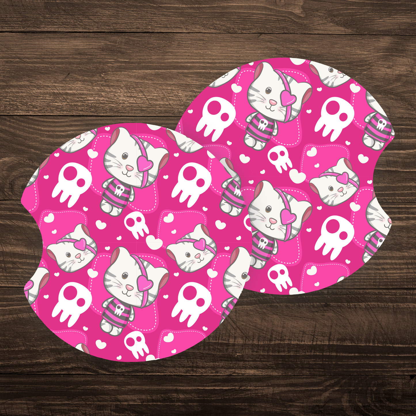 Cat And Skulls | Car Coasters