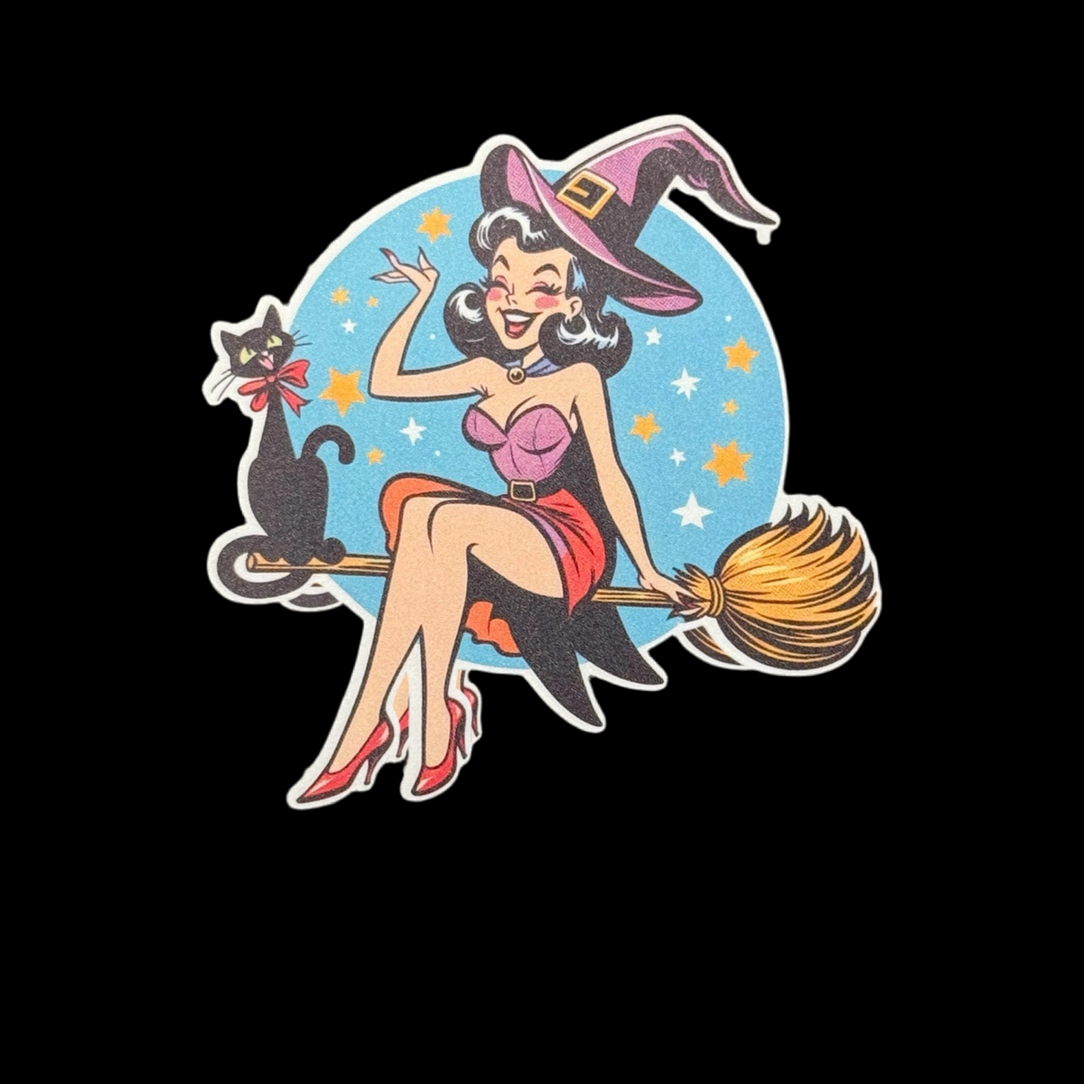 Witch On Broom Stick | 3” Sticker