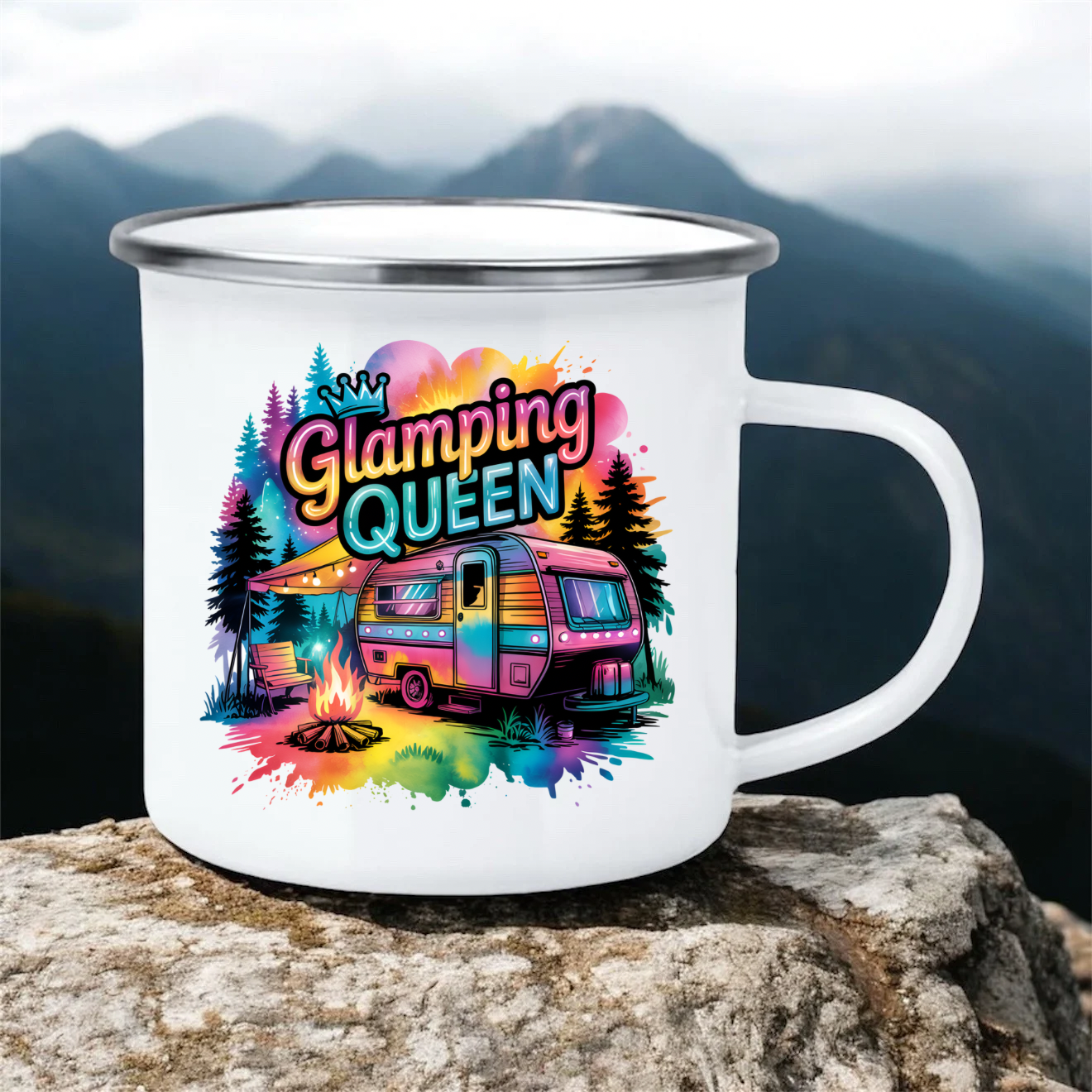 Glamping Queen | 12oz Enamel Mug