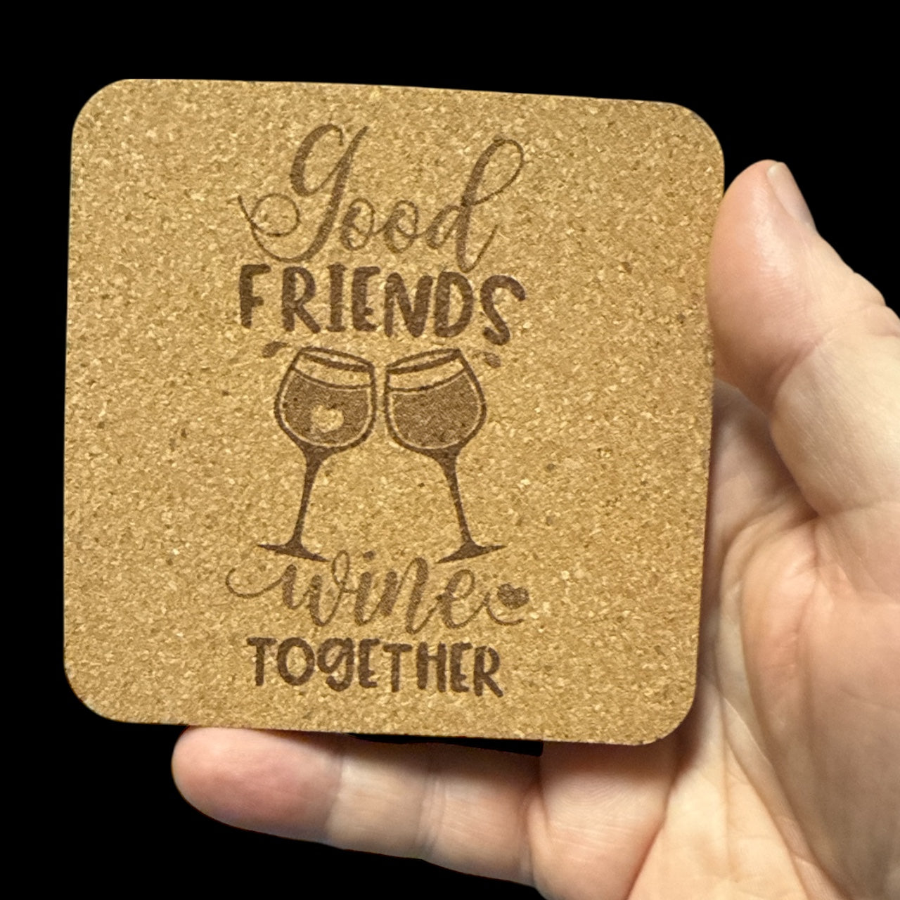 Good Friends Wine Together | 4 Pack Cork Coasters