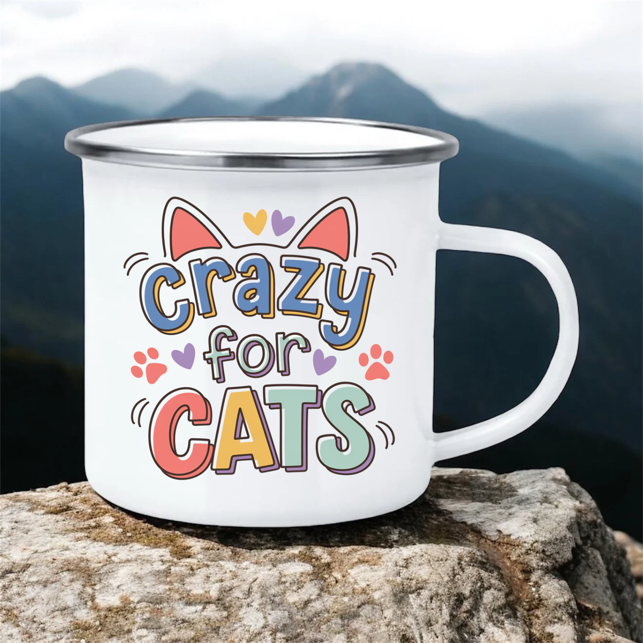 Crazy For Cats | 12oz Enamel Mug