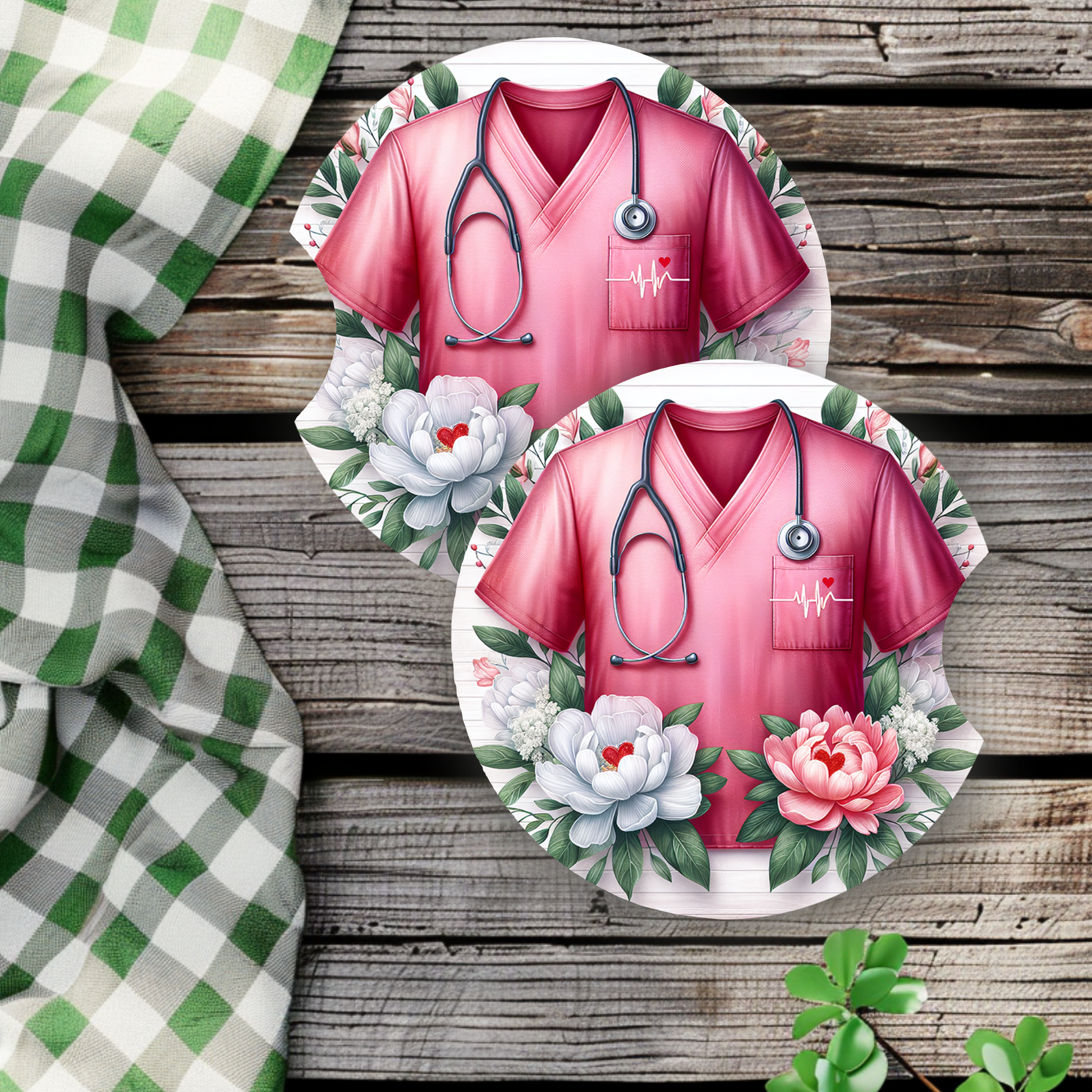 Nurse Pink Scrub | Car Coasters