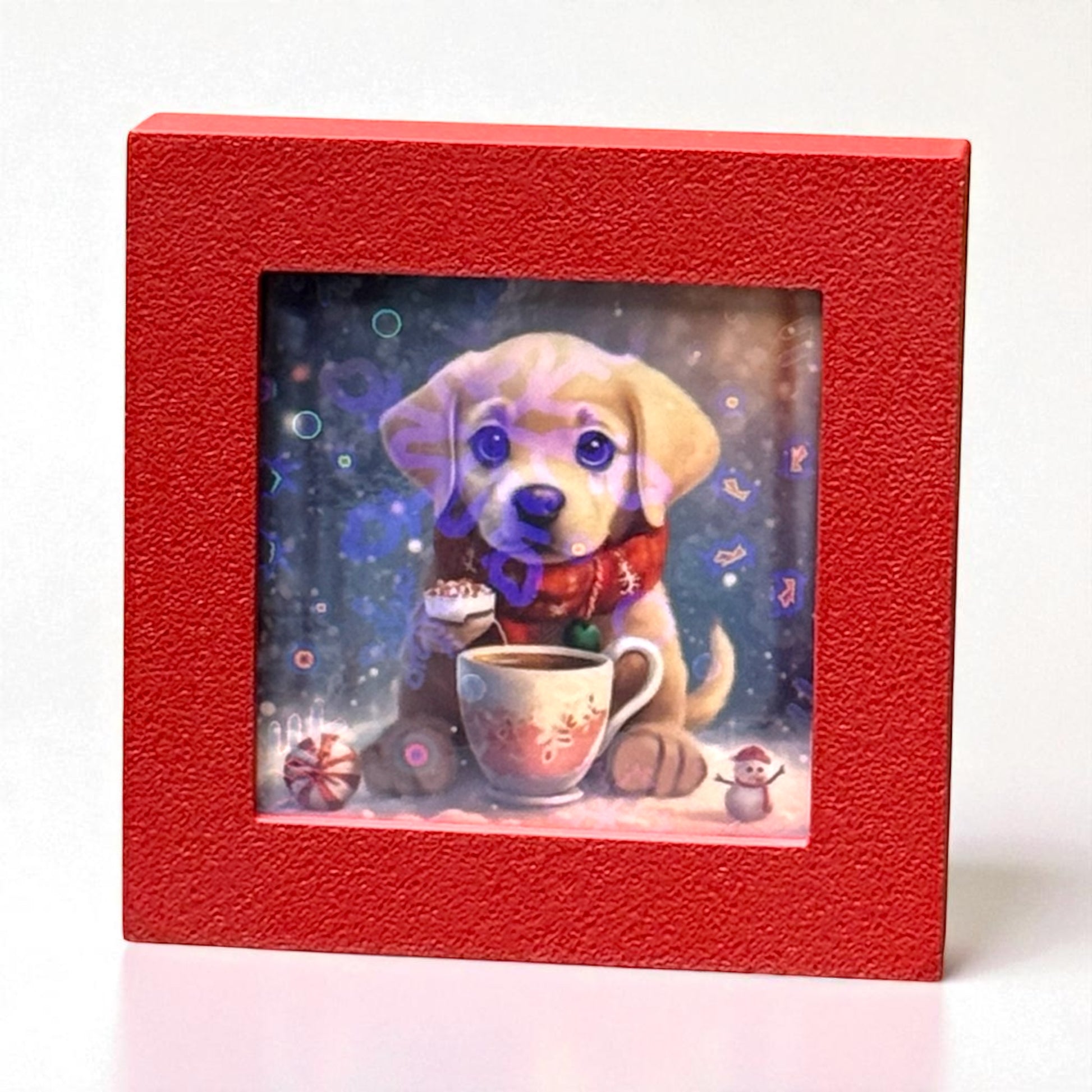 Holographic Christmas Puppy | Mini Sign