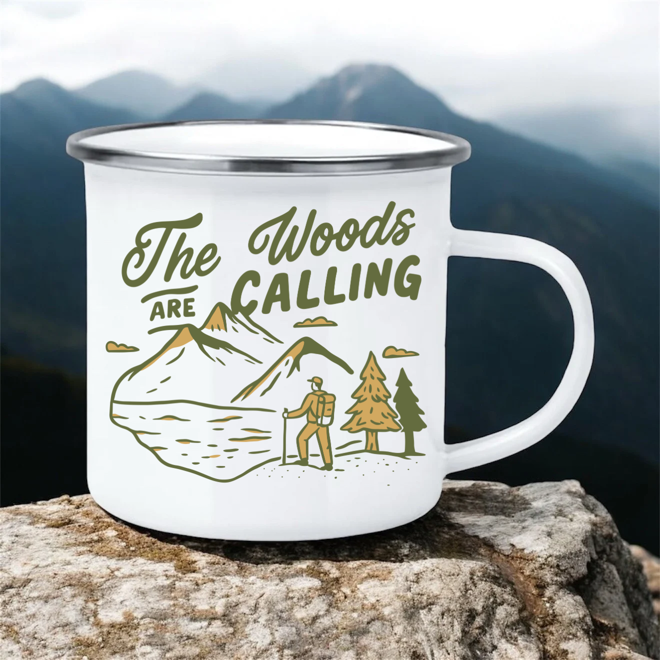 The Woods Are Calling | 12oz Enamel Mug