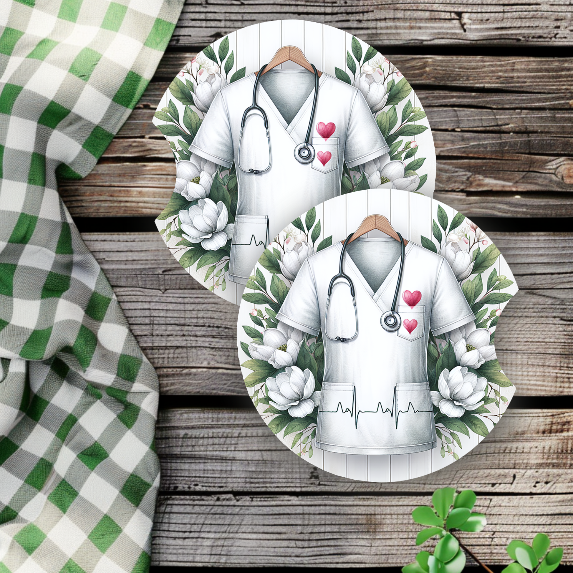 Nurse White Scrub | Car Coasters