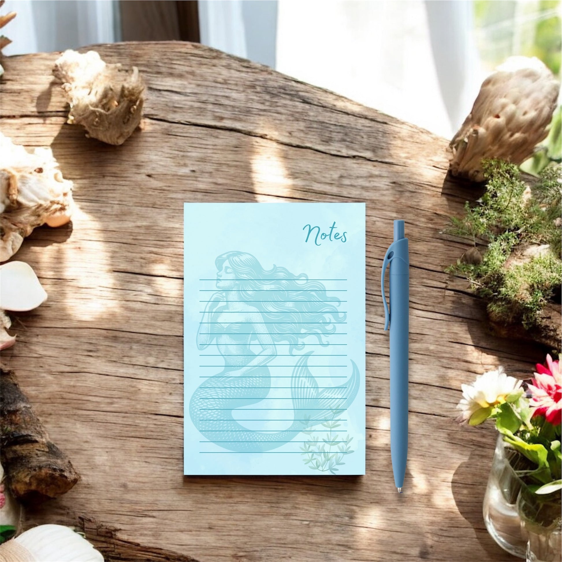 Mermaid Notepad And Pen Set | 4”x6” Notepad