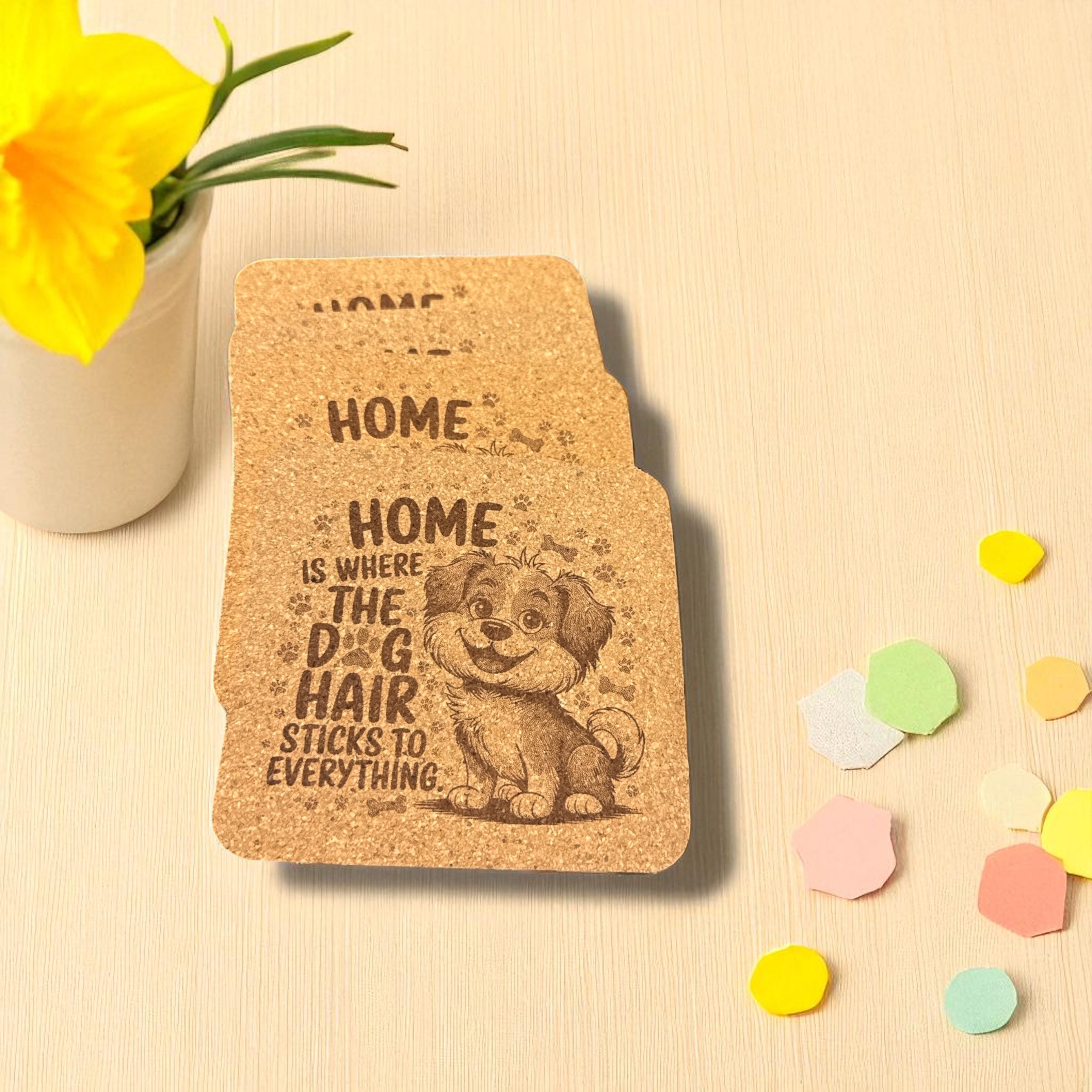 Home Is Where The Dog Hair Sticks | 4 pack Cork Coasters