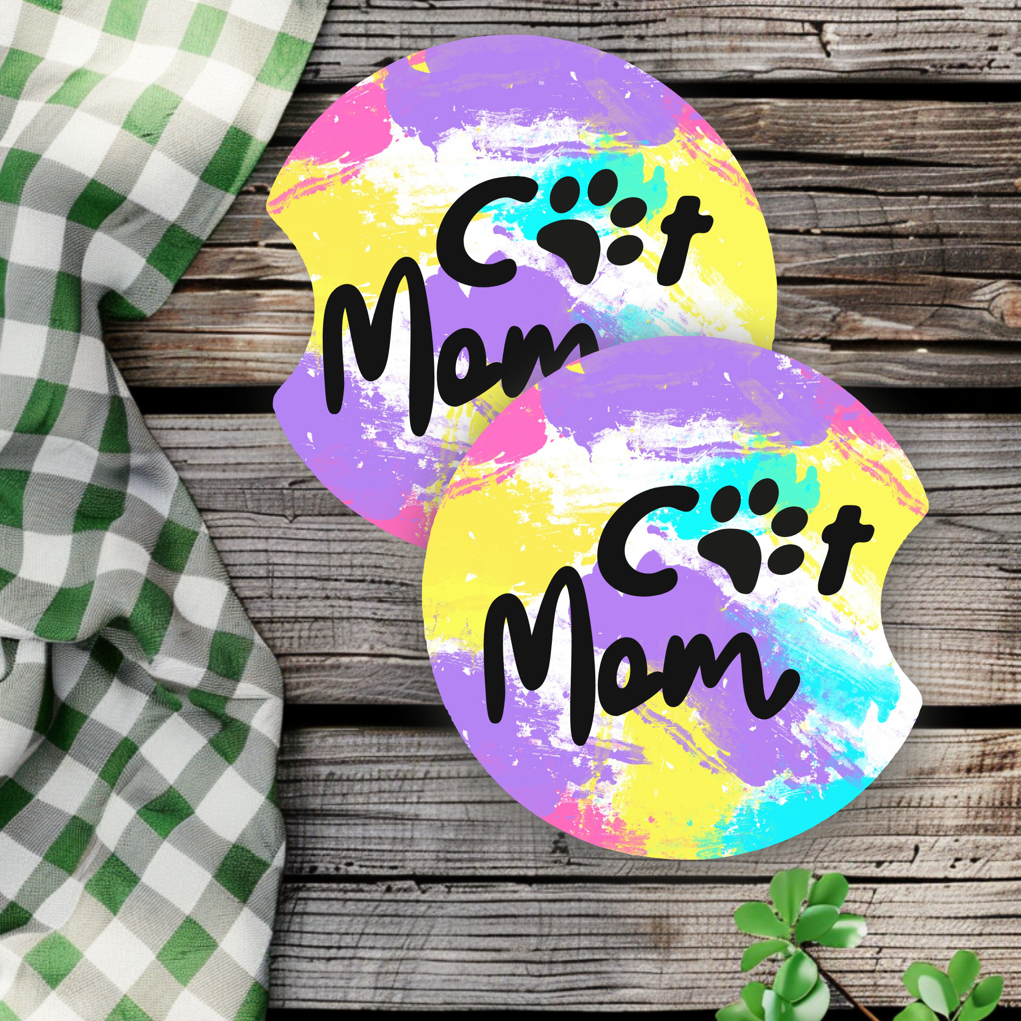 Cat Mom Car Coasters