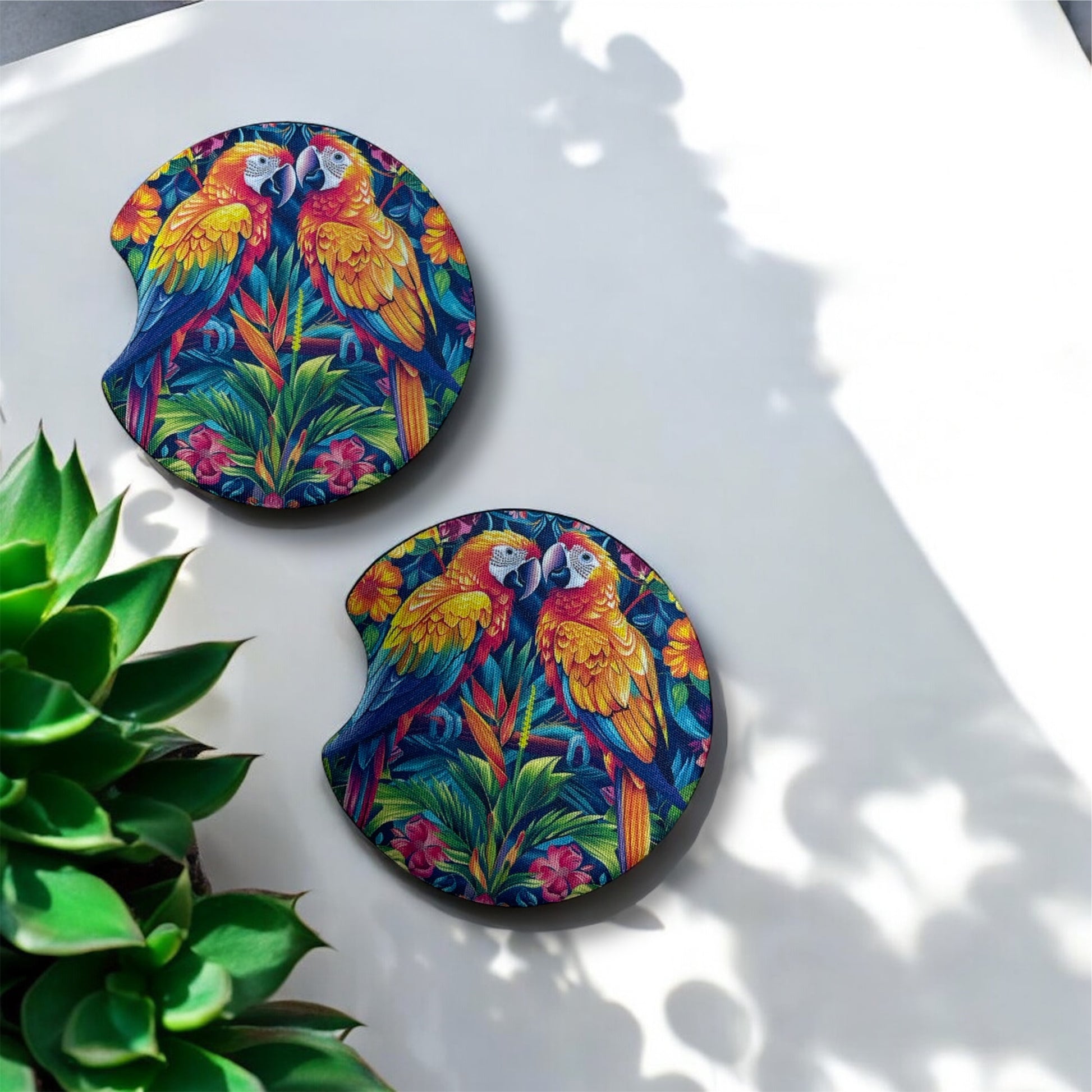 Tropical Parrots | Car Coasters
