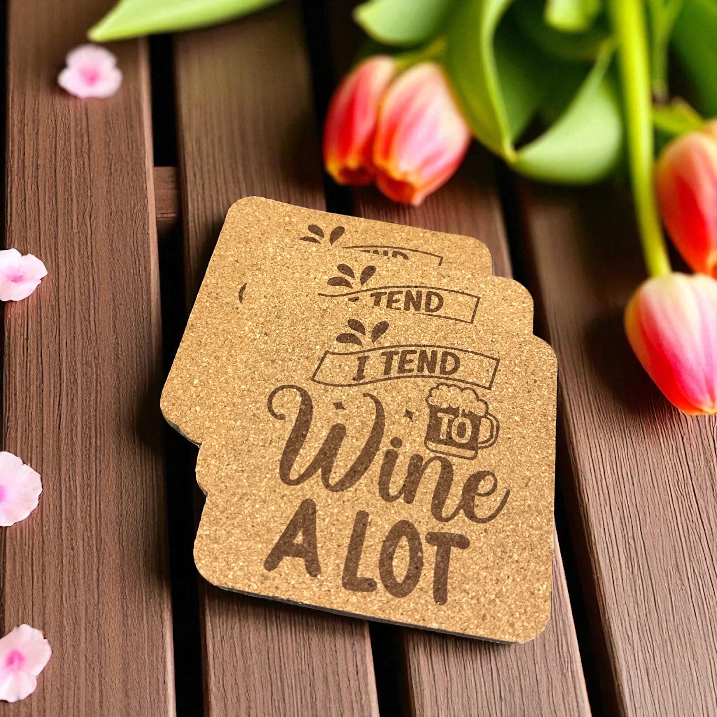 I Tend To Wine A Lot | 4 pack Cork Coasters