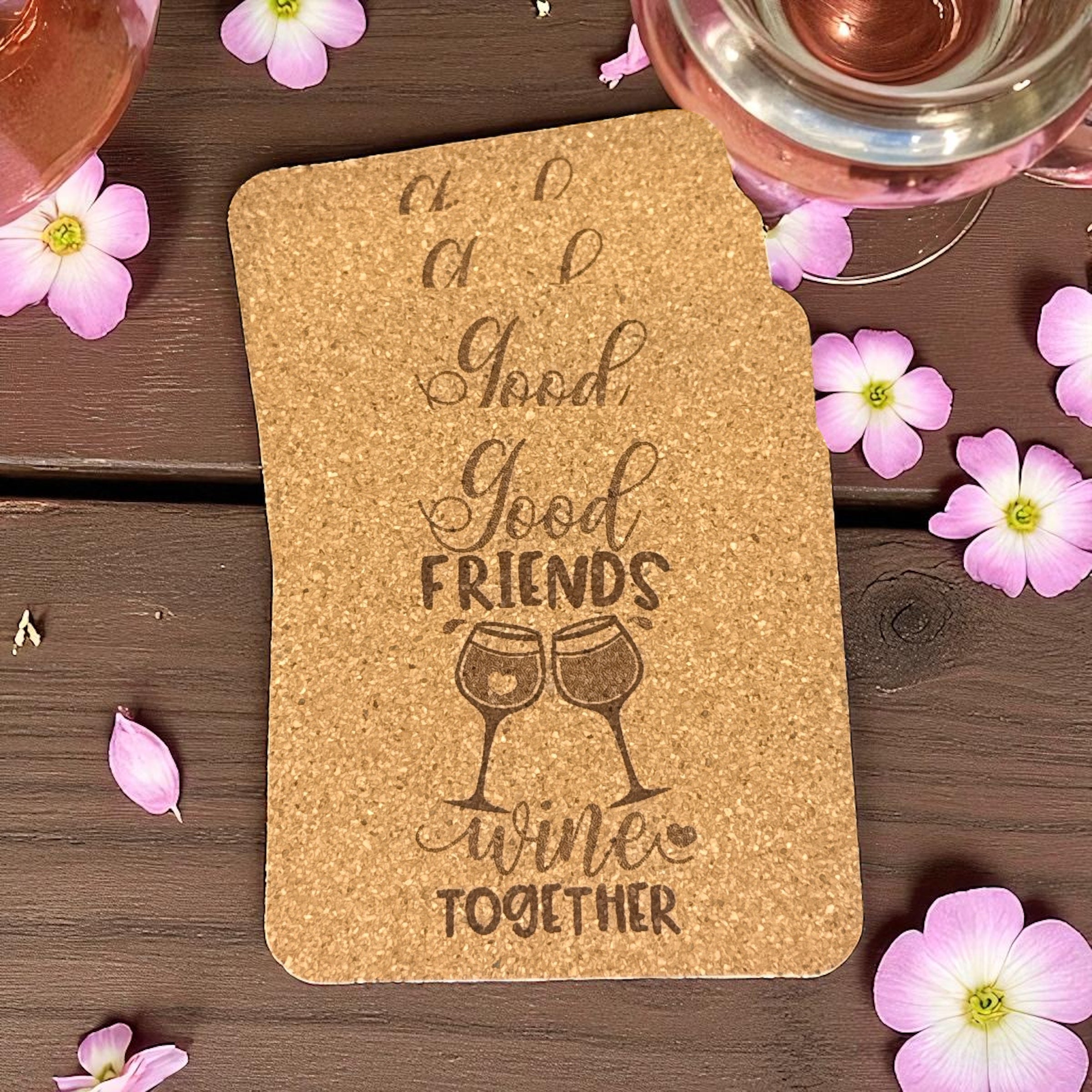 Good Friends Wine Together | 4 Pack Cork Coasters