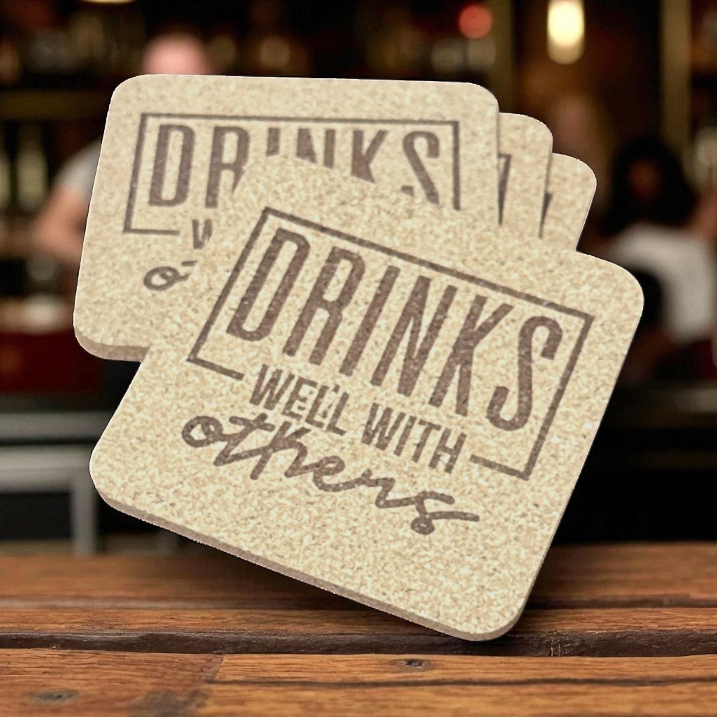 Drinks Well With Others | 4 Pack Cork Coasters