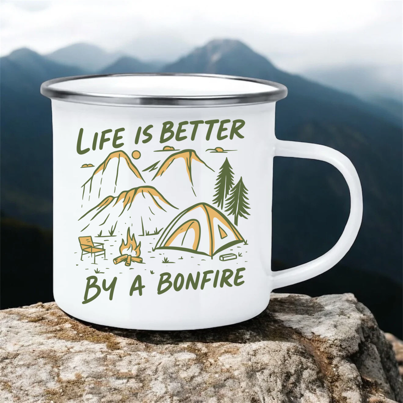 Life Is Better By A Bonfire | 12oz Enamel Mug