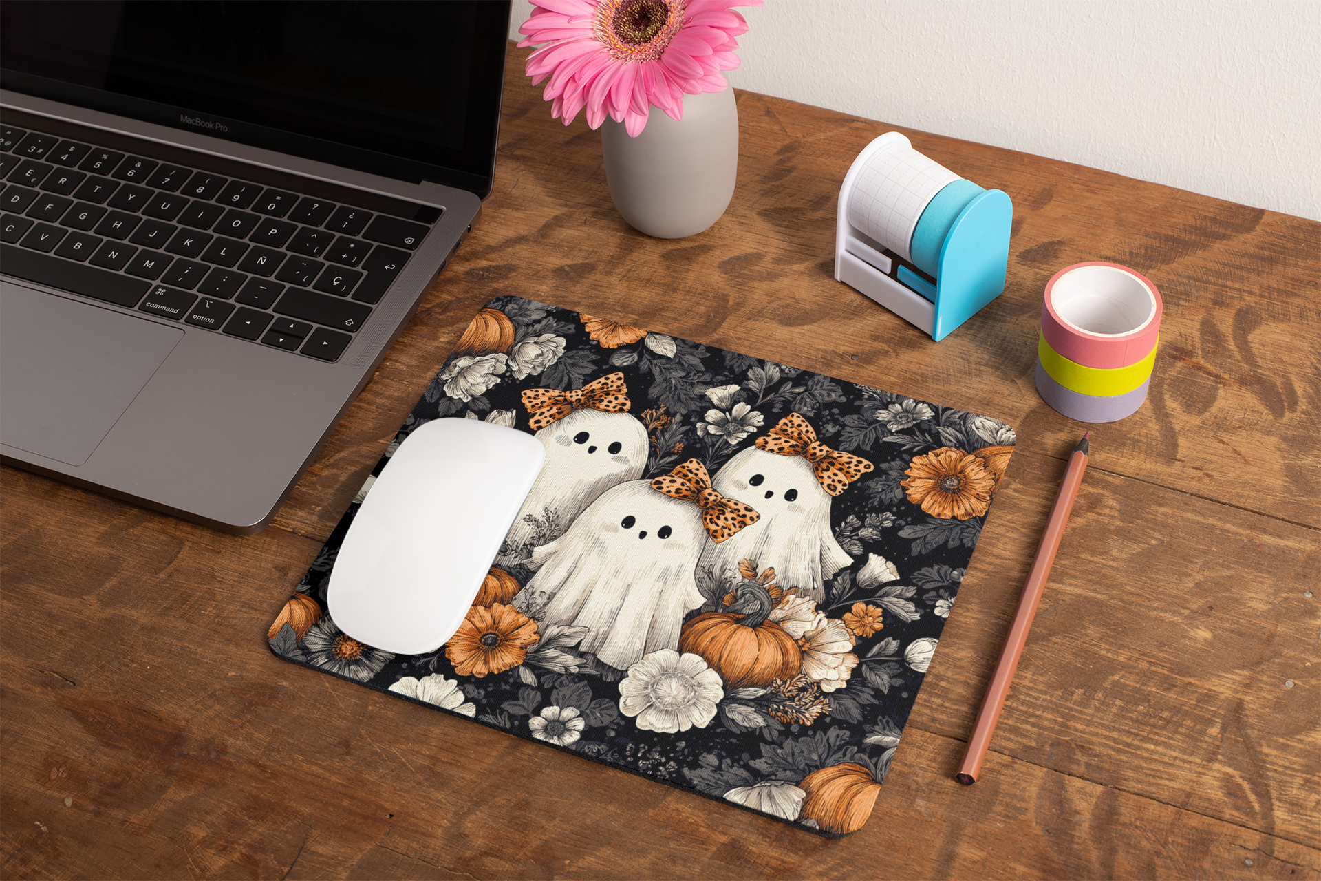 Ghost And Pumpkins | Mouse Pad