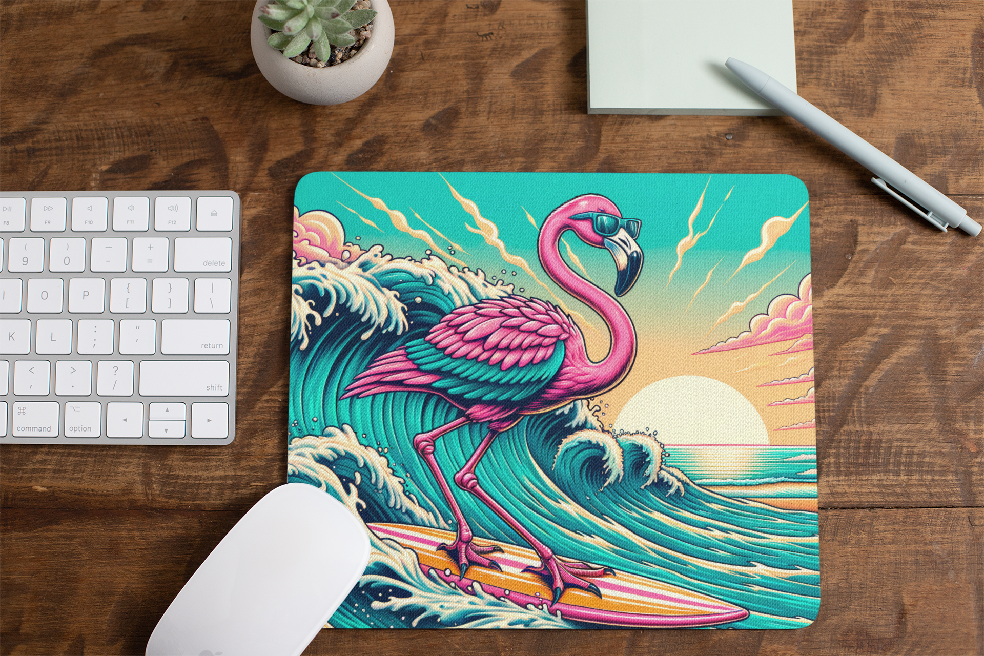 Surfing Flamingo | Mouse Pad